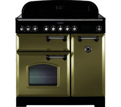 RANGEMASTER  Classic Deluxe 90 Electric Induction Range Cooker - Olive Green & Chrome